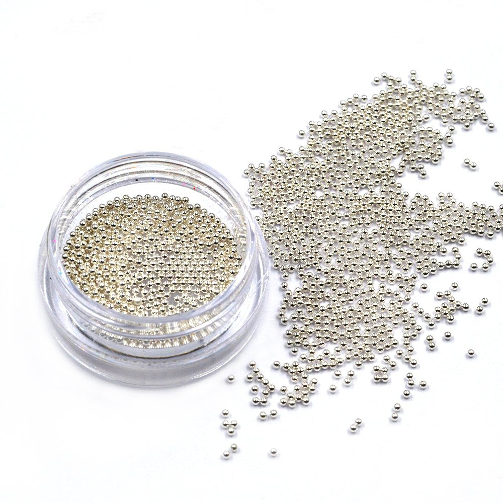 2Pcs Gold Silver Mini Metallic Caviar Nail Beads for 3D Metal Nail Ball Decoration Manicure Tools