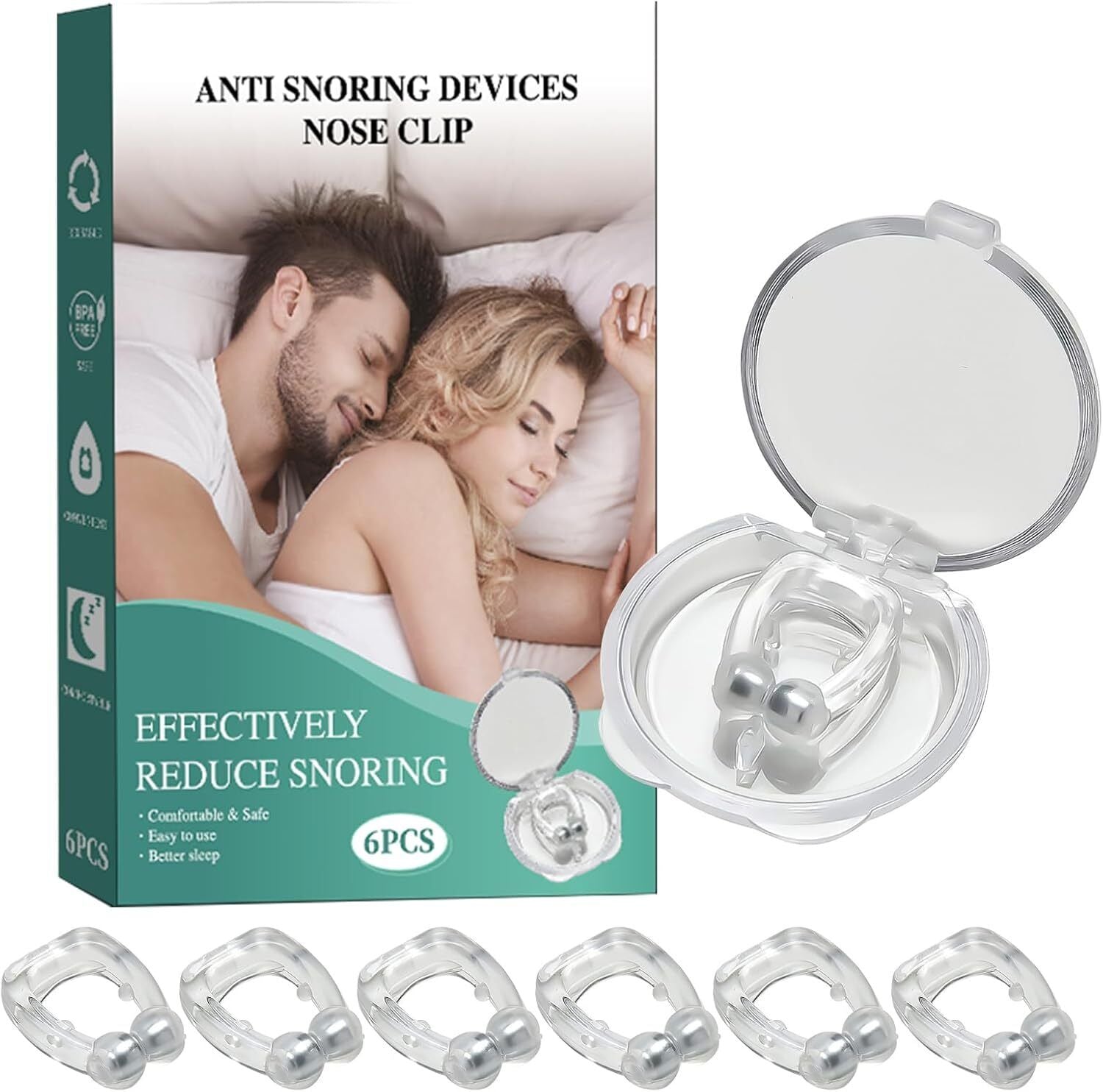 Anti Snoring Devices - Silicone Nose Clip Stop Snoring(6 Pack), Effective To