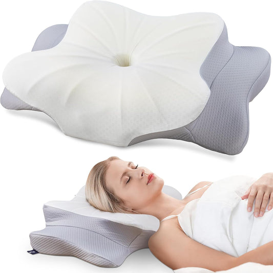 Cervical Pillow for Neck and Shoulder,Contour Memory Foam Pillow,Ergonomic Neck Support Pillow for Side Back Stomach Sleepers with Pillowcase