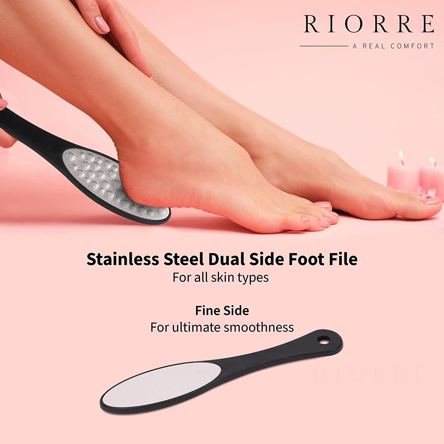 Professional Foot Scrubber for Hard Skin - Pack 3 Pedicure Foot File, Foot Scraper & Callus Remover for Feet Leaving Soft & Smooth Heels