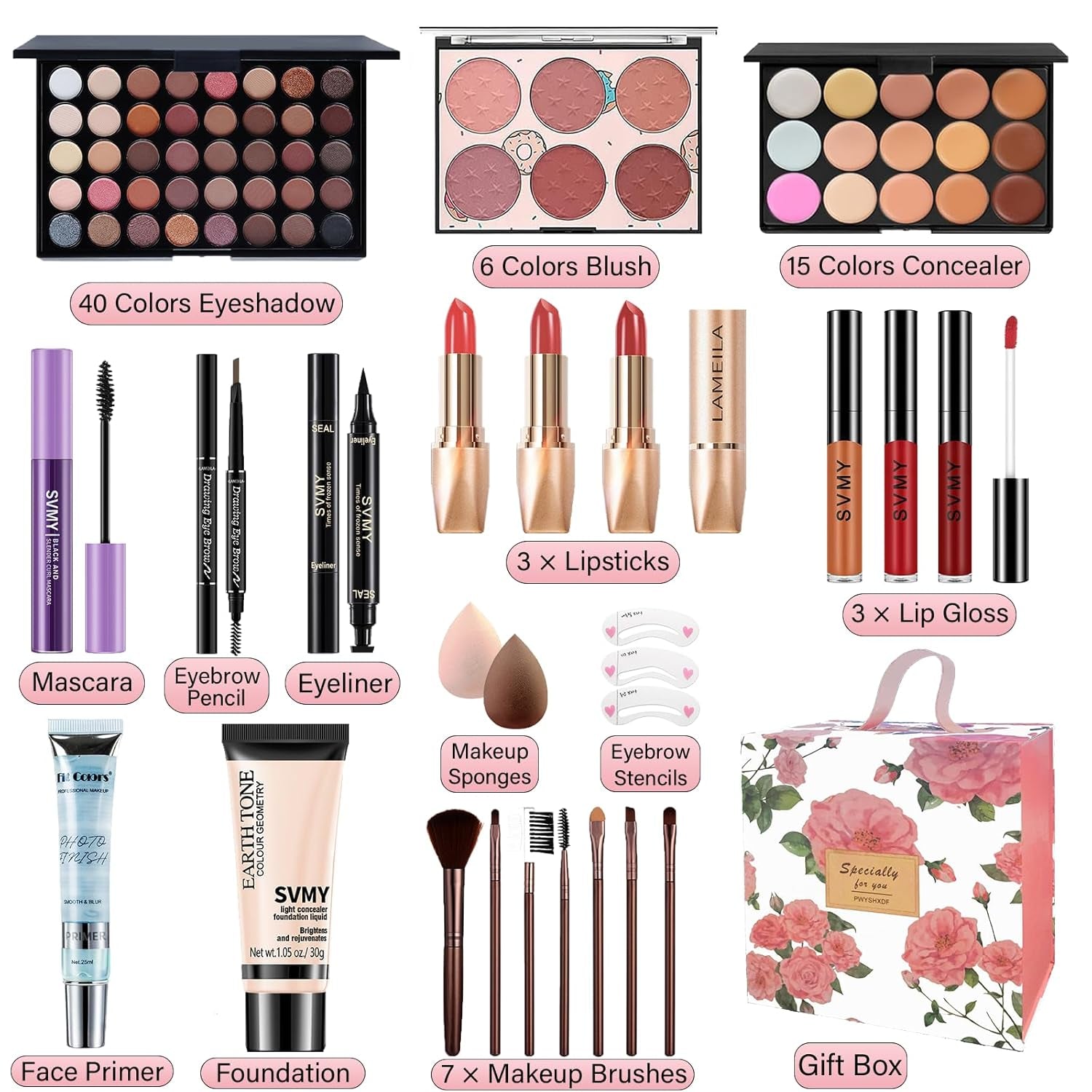 Makeup Set for Women, Makeup Kit for Beginners Teen Girls, Makeup Gift Set for Teens, Makeup Kit for Girls, Eyeshadow Palette, Lip Gloss, Face & Eye Make Up