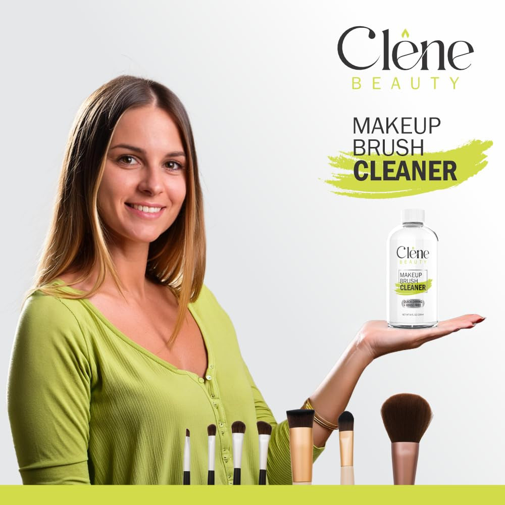 Makeup Brush Cleaner - Makeup Brush Cleaner Solution - Rinse Free - Quick Drying Make up Brush Cleaner - Removes Oily Foundation - Deep Cleaning for Makeup Brushes (8 Oz Kit)