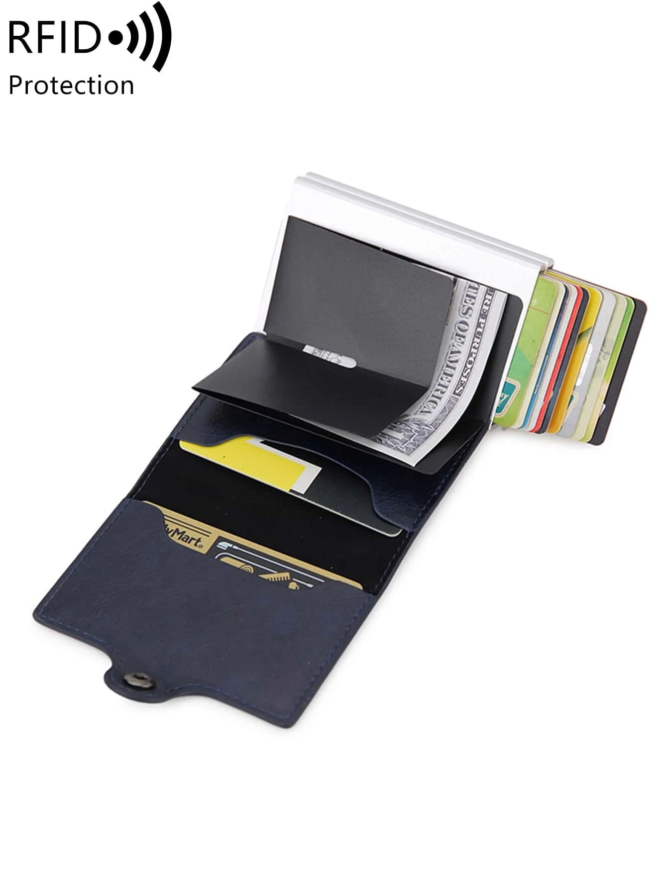 With Blocking Pop up PU Leather Money Clip Wallet Double Card Case Lightweight Portable Card ID Card White-Collar Workers for Male Holiday for Anniversary for Birthday Gift Accessories Gift Casual Robber Card Holder Wallet Business Card Holder Credit Card Holder for Men Mini Wallet Card Wallet Rfid Wallet