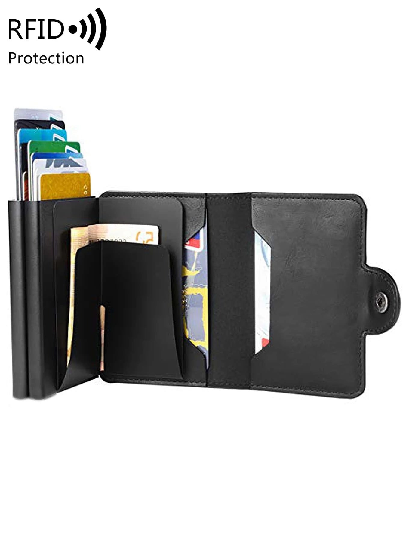 With Blocking Pop up PU Leather Money Clip Wallet Double Card Case Lightweight Portable Card ID Card White-Collar Workers for Male Holiday for Anniversary for Birthday Gift Accessories Gift Casual Robber Card Holder Wallet Business Card Holder Credit Card Holder for Men Mini Wallet Card Wallet Rfid Wallet