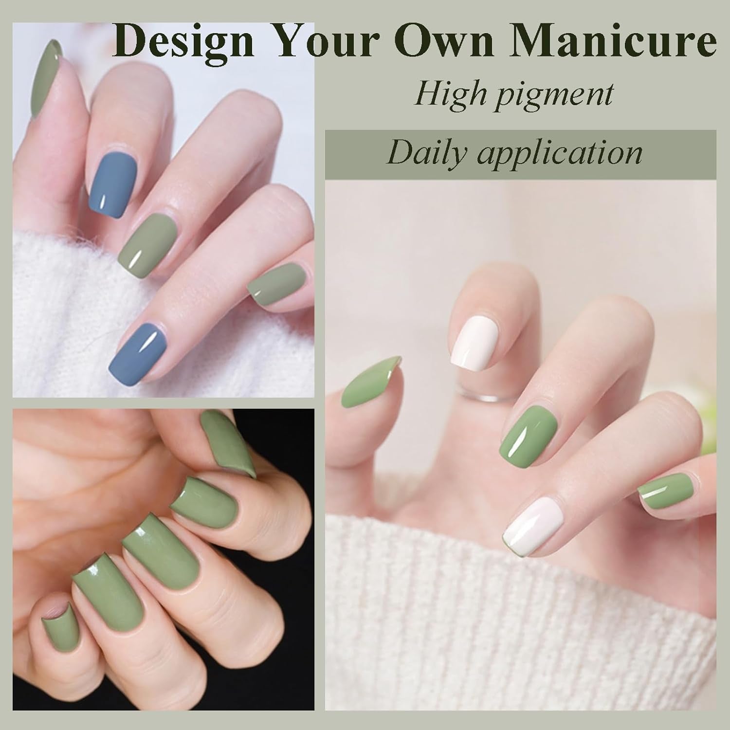 Fresh Green Fingernail Polish - Sage Green Nail Lacquer - Chip Resistant, Long Lasting, Air Dry Quick Dry Nail Art Polish for Manicure DIY