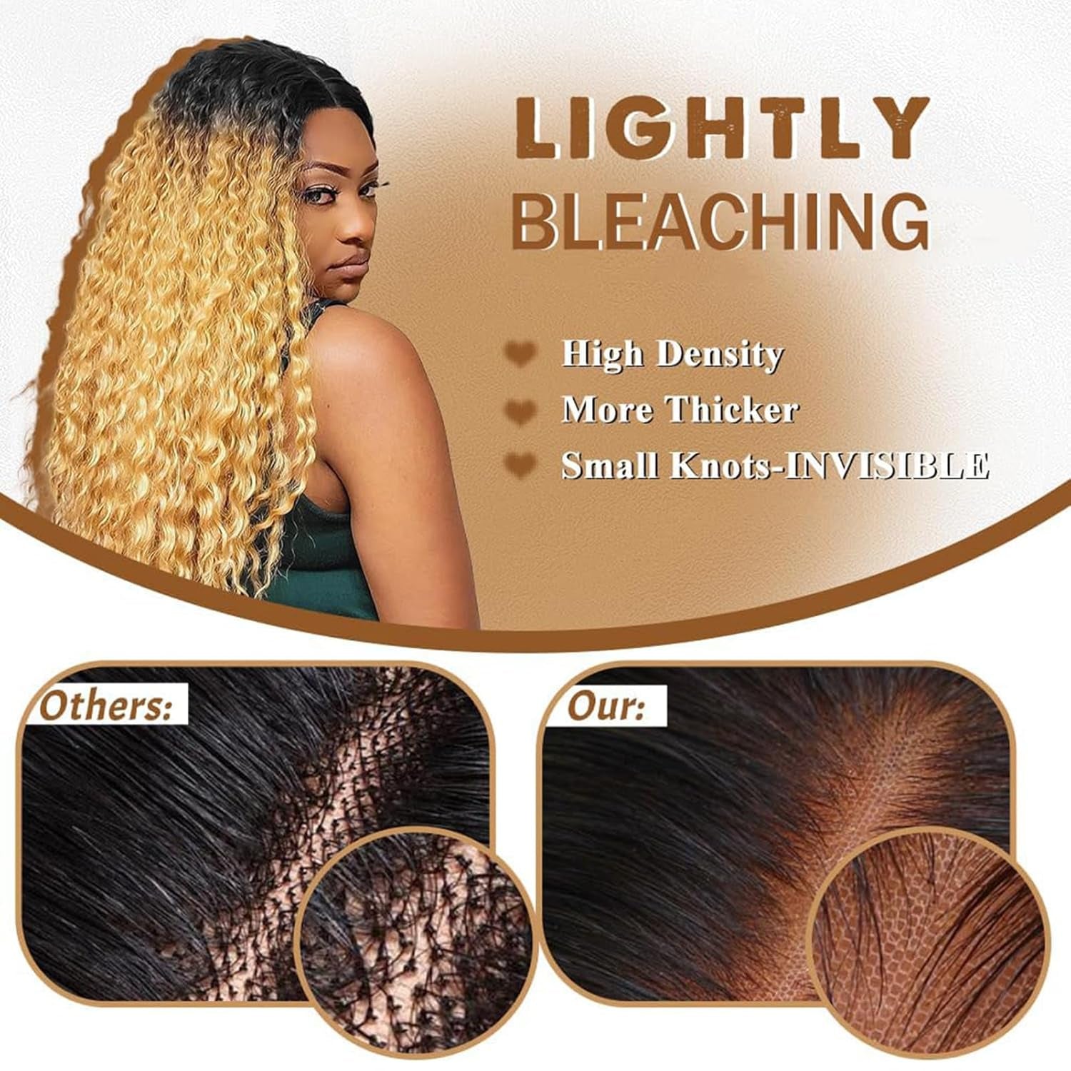 Omber Brown 27 Jerry Curly Lace Front Wigs Human Hair Colored Lace Frontal Wig for Women 4X4 HD Lace Blonde Curly Wig Human Hair Pre Plucked with Baby Hair 200% Density