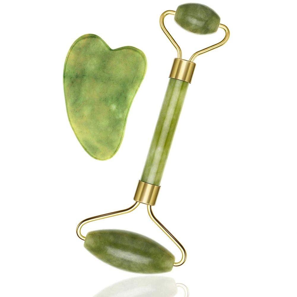 Jade Roller for Face - Gua Sha - Lymphatic Drainage Tool for Face, Eye, Neck, Body - Skin Tightening - Reduces Wrinkles and Fine Lines