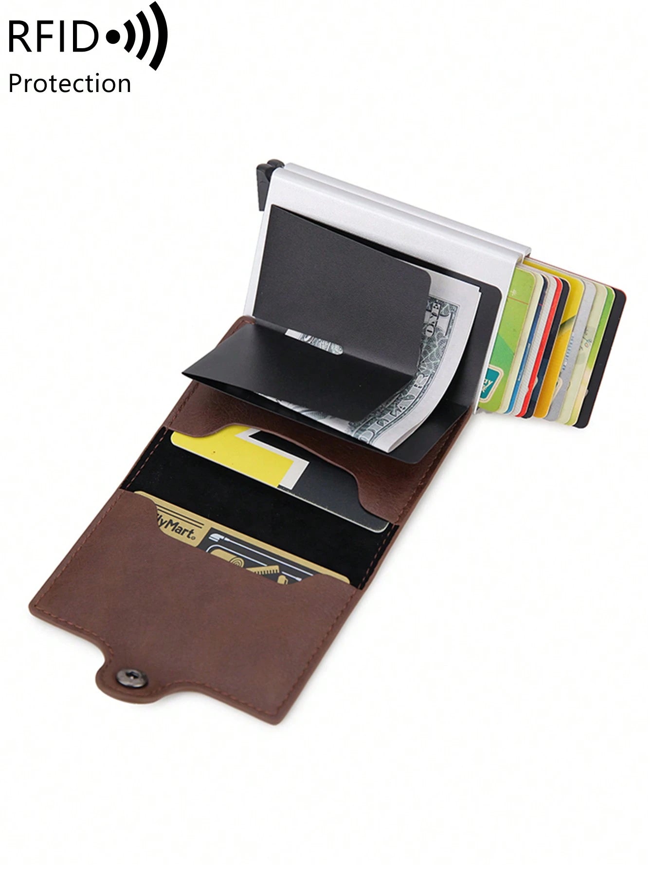 With Blocking Pop up PU Leather Money Clip Wallet Double Card Case Lightweight Portable Card ID Card White-Collar Workers for Male Holiday for Anniversary for Birthday Gift Accessories Gift Casual Robber Card Holder Wallet Business Card Holder Credit Card Holder for Men Mini Wallet Card Wallet Rfid Wallet