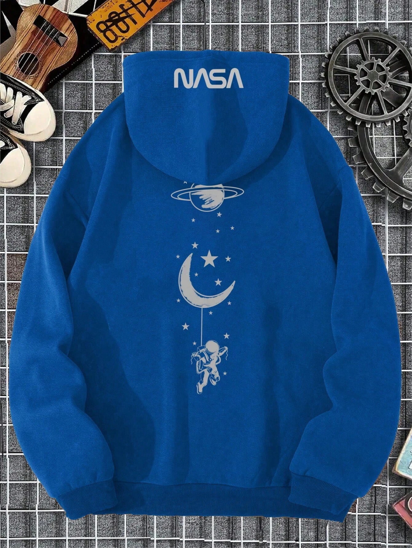 Manfinity Homme Men'S Ultra Loose Fit Moon & Planet Printed Hoodie