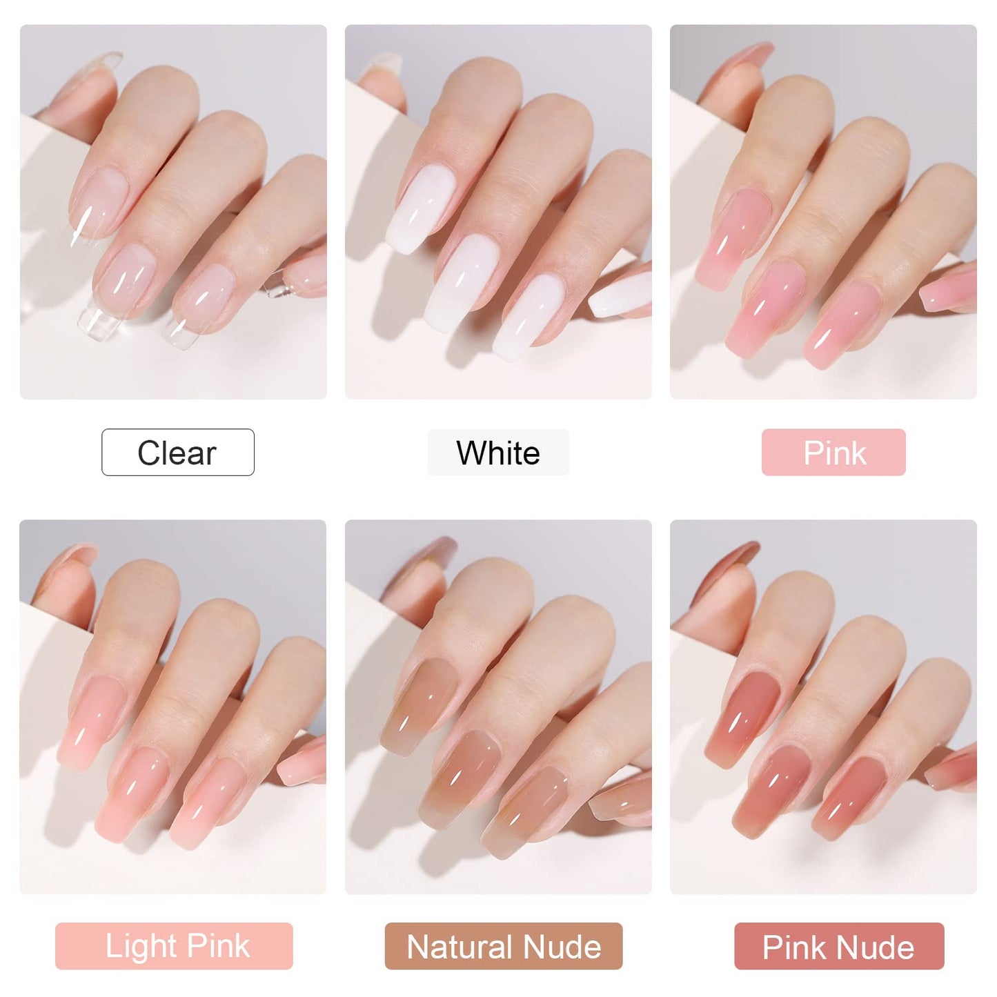 Poly Gel Set, Nail Extension Gel, 6 Colors Nude Pink Builder Gel Nail Enhancement Gel for Beginner & Professional Nail Art Salon DIY