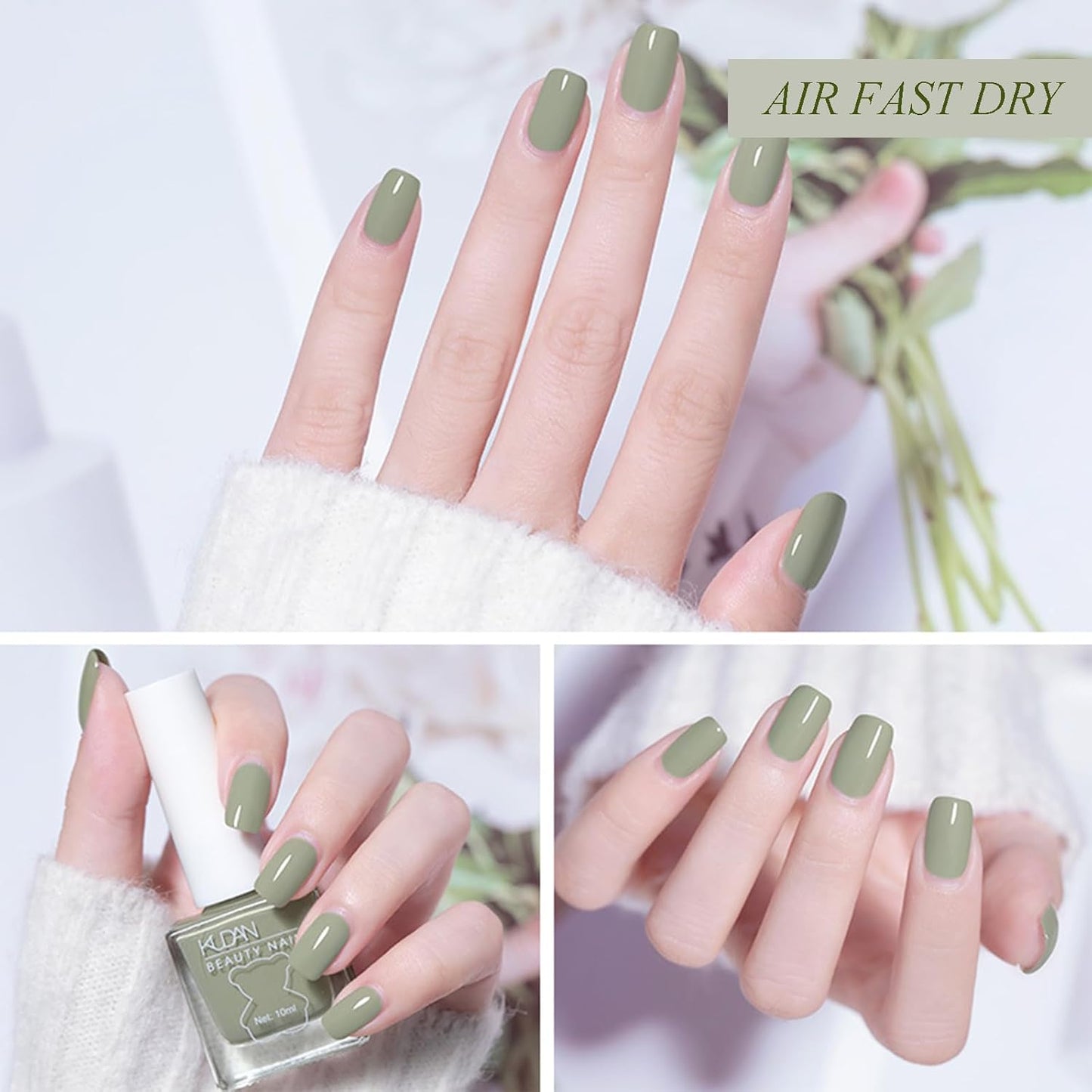 Fresh Green Fingernail Polish - Sage Green Nail Lacquer - Chip Resistant, Long Lasting, Air Dry Quick Dry Nail Art Polish for Manicure DIY