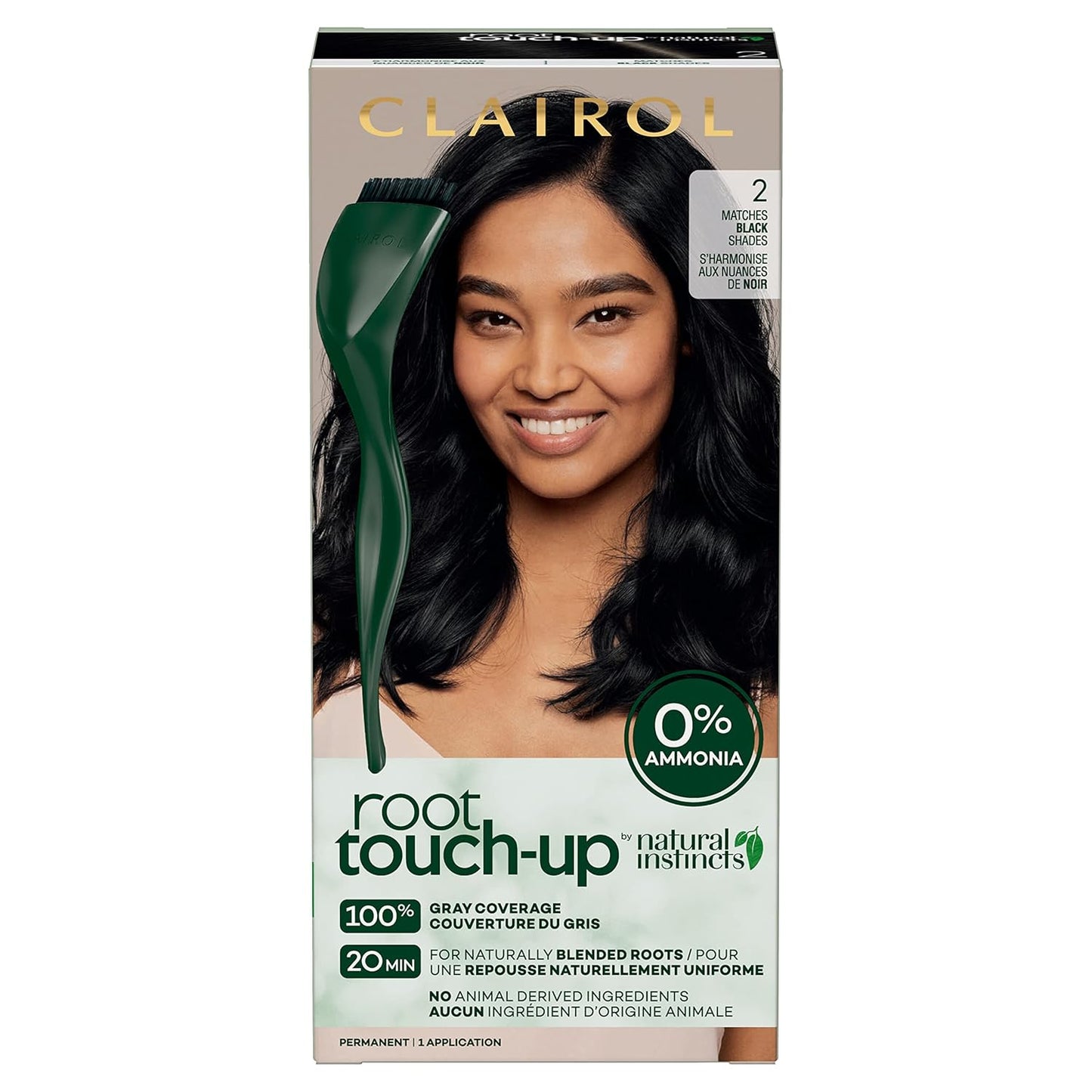 Root Touch-Up by Natural Instincts Permanent Hair Dye, 2 Black Hair Color, Pack of 1