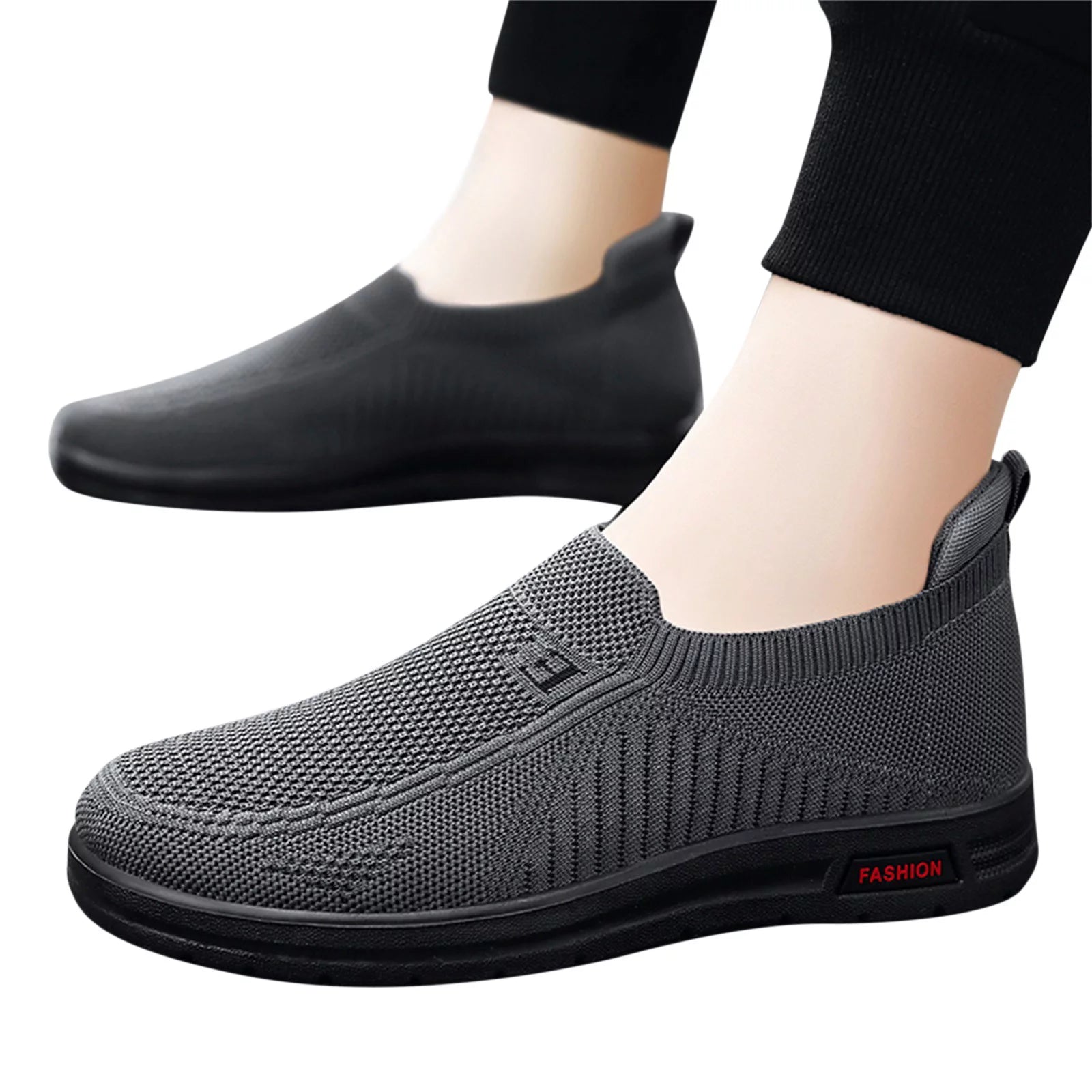 Men'S Wide Slip on Shoes Mens Classic Nylon Sneaker Fashion Summer and Autumn Men Sneakers Fly Woven Mesh Flat Slip on Comfortable 41