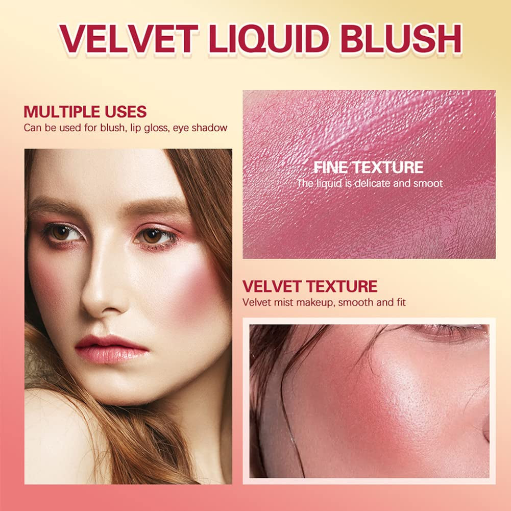 Soft Cream Blush Makeup, Liquid Blush for Cheeks, Natural-Looking Long Lasting, Smudge Proof, Velvet Mousse,Dewy Finish, Easy to Blend Blusher (#3)