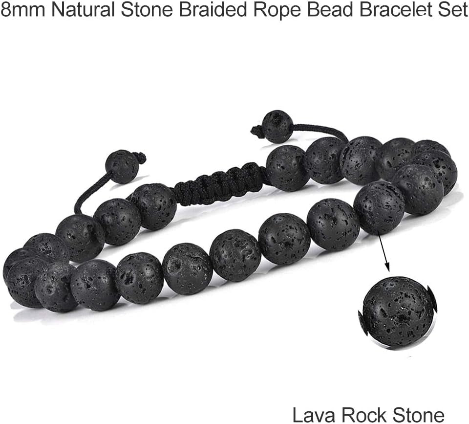 Natural Stone Bracelets for Men - 8Mm Tiger Eye | Matte Agate | Lava Rock Bracelets for Men Teen Boys Gifts Birthday Anniversary Christmas Gifts for Men Teens