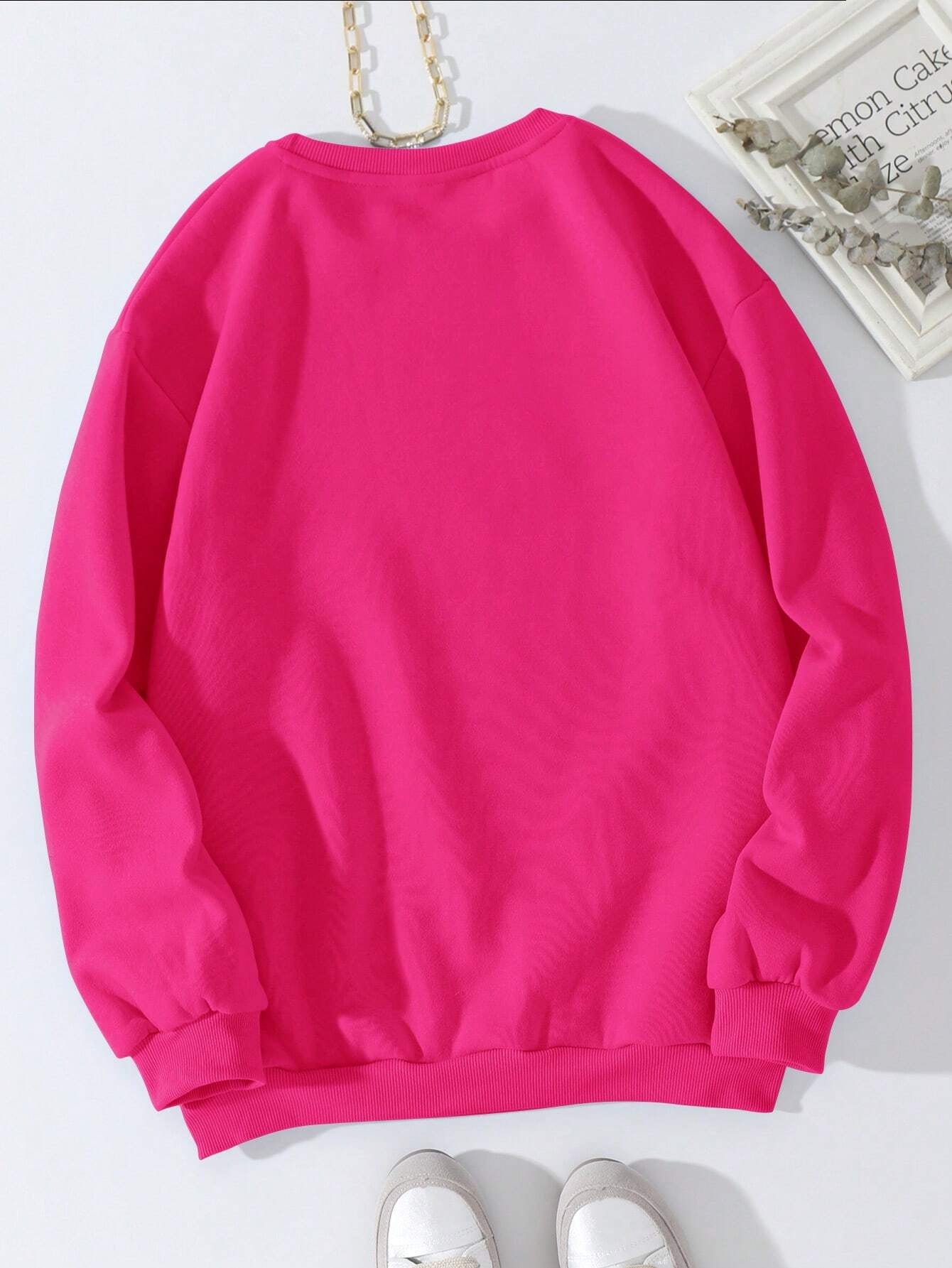 INAWLY Letter Graphic Thermal Lined Sweatshirt,Long Sleeve Tops