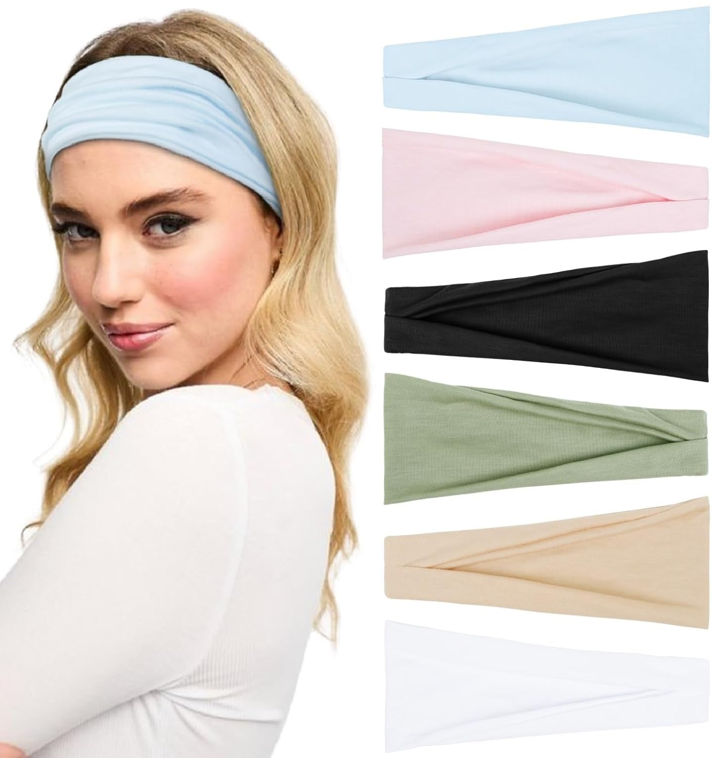 Headbands for Women Non Slip Women'S Fashion Headbands Wide Headbands for Women'S Hair Head Band Short Hair for Workout Yoga Sports Exercise Sweatbands Summer Hair Accessories Elastic Hair Band