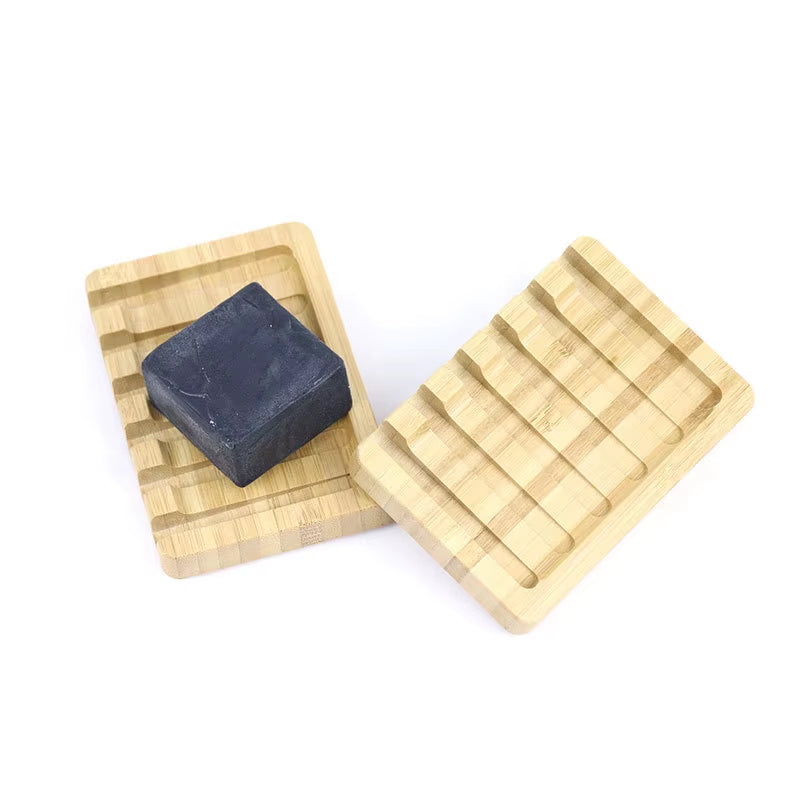 1/2Pcs Wooden Soap Dishes with Water Drain Natural Home Portable Bamboo Soap Sponge Holder Bathroom Accessories Organizer Tray