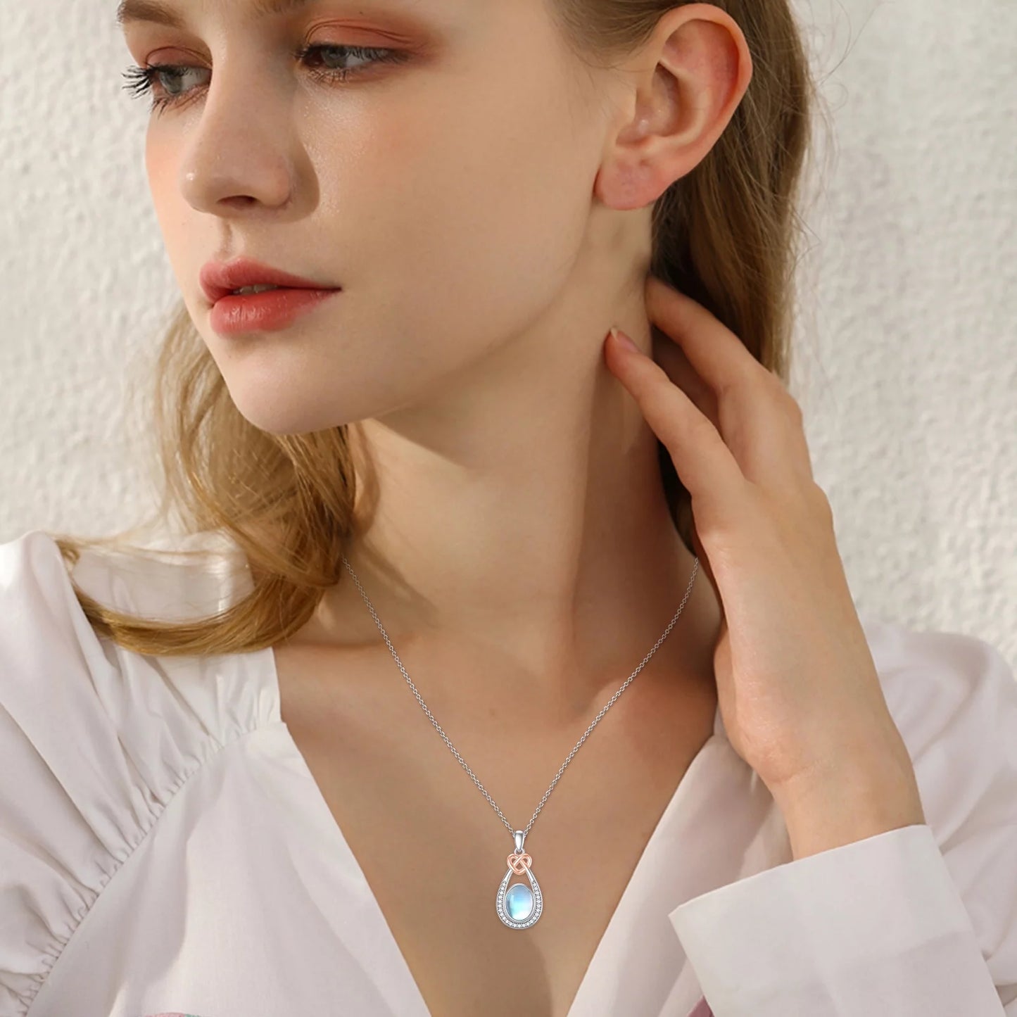 Moonstone Necklace 925 Sterling Silver Teardrop Pendant Necklaces for Women Mom Daughter Niece Wife Birthday Jewelry Gifts