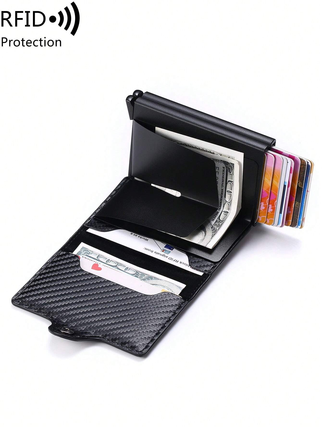 With Blocking Pop up PU Leather Money Clip Wallet Double Card Case Lightweight Portable Card ID Card White-Collar Workers for Male Holiday for Anniversary for Birthday Gift Accessories Gift Casual Robber Card Holder Wallet Business Card Holder Credit Card Holder for Men Mini Wallet Card Wallet Rfid Wallet