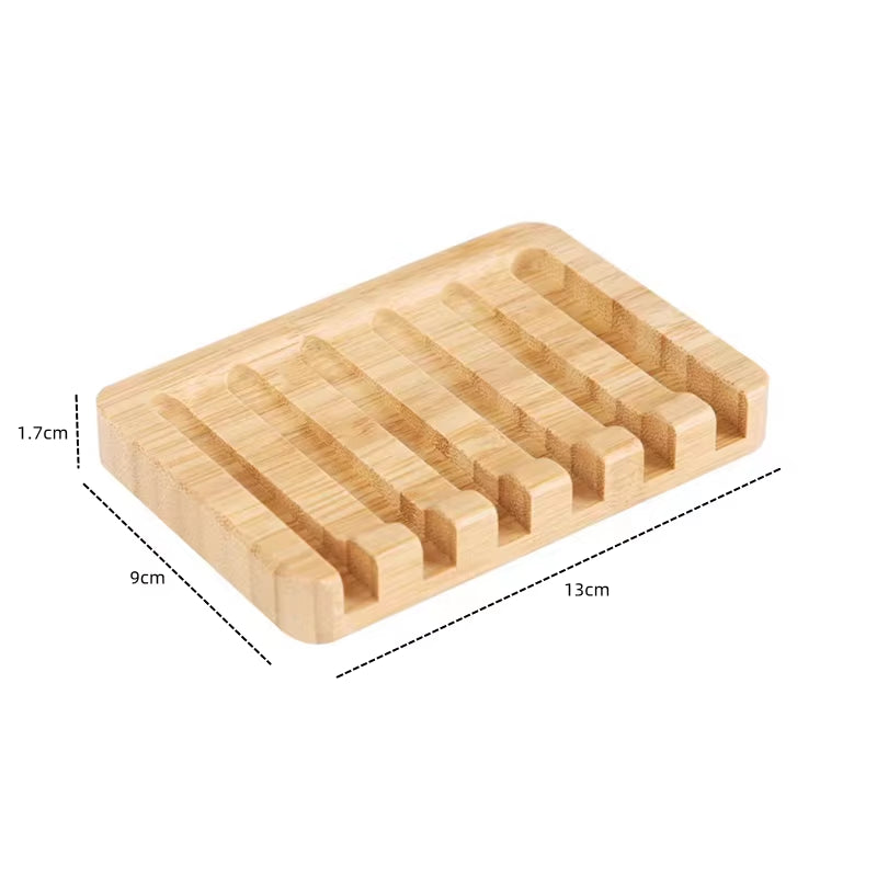 1/2Pcs Wooden Soap Dishes with Water Drain Natural Home Portable Bamboo Soap Sponge Holder Bathroom Accessories Organizer Tray