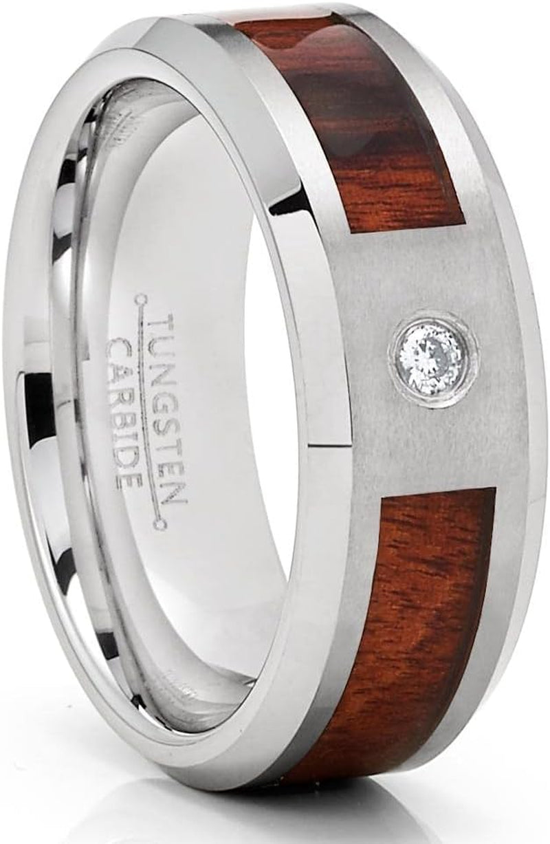 Koa Wood Wedding Ring,Tungsten Wedding Ring,8Mm Wedding Ring,Man'S Wedding Ring,Woman'S Ring