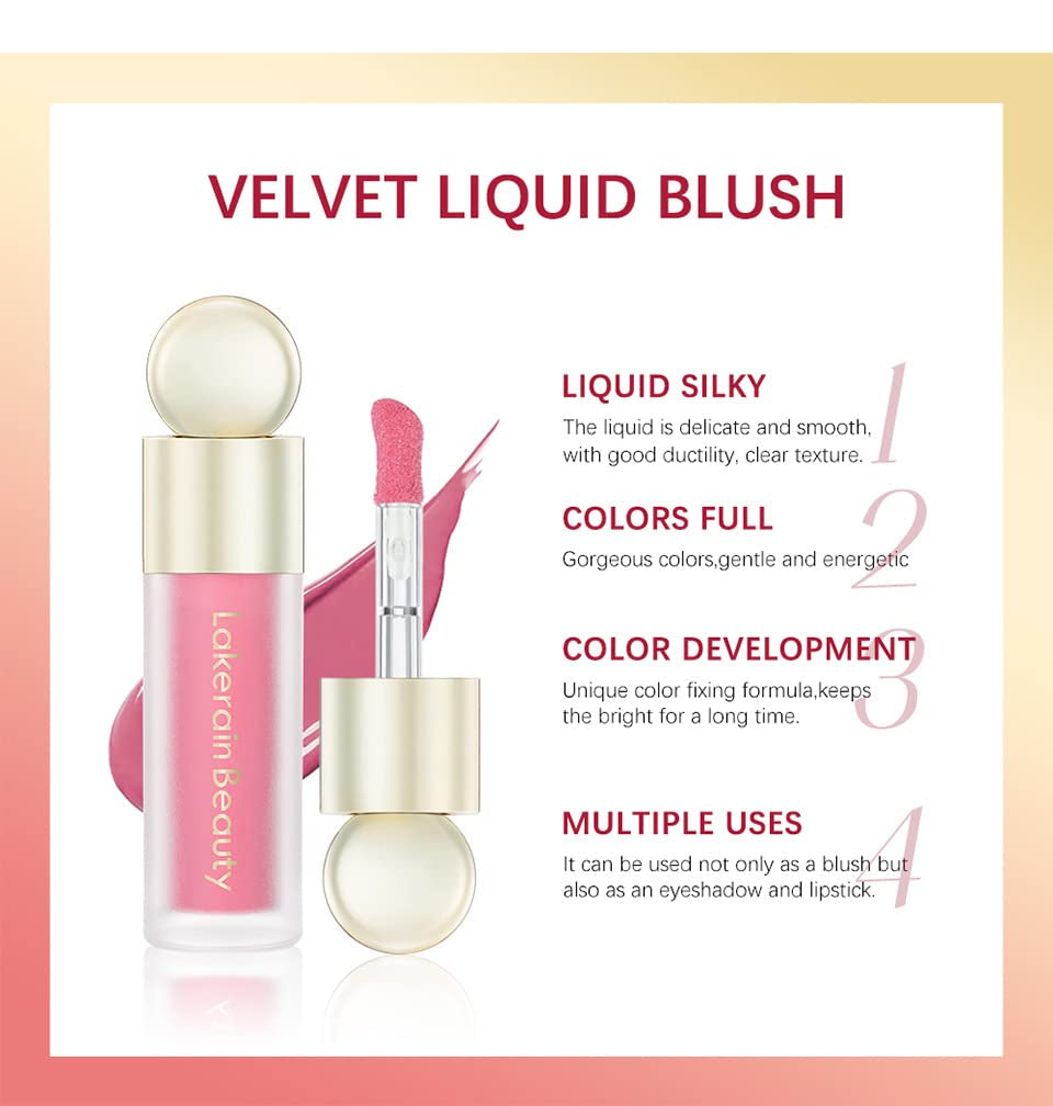 Soft Cream Blush Makeup, Liquid Blush for Cheeks, Natural-Looking Long Lasting, Smudge Proof, Velvet Mousse,Dewy Finish, Easy to Blend Blusher (#3)