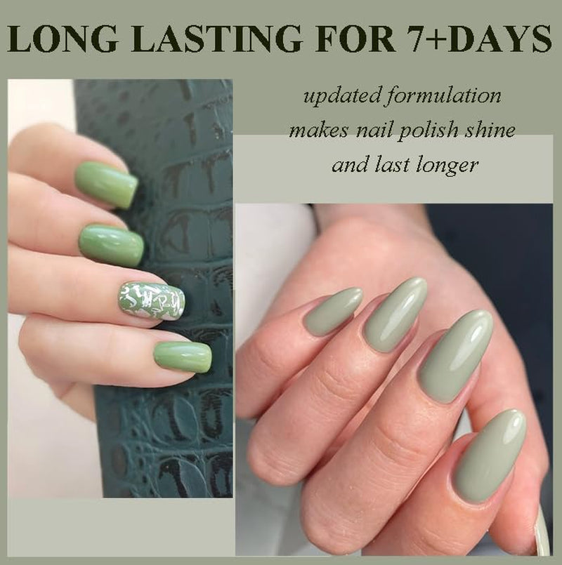 Fresh Green Fingernail Polish - Sage Green Nail Lacquer - Chip Resistant, Long Lasting, Air Dry Quick Dry Nail Art Polish for Manicure DIY