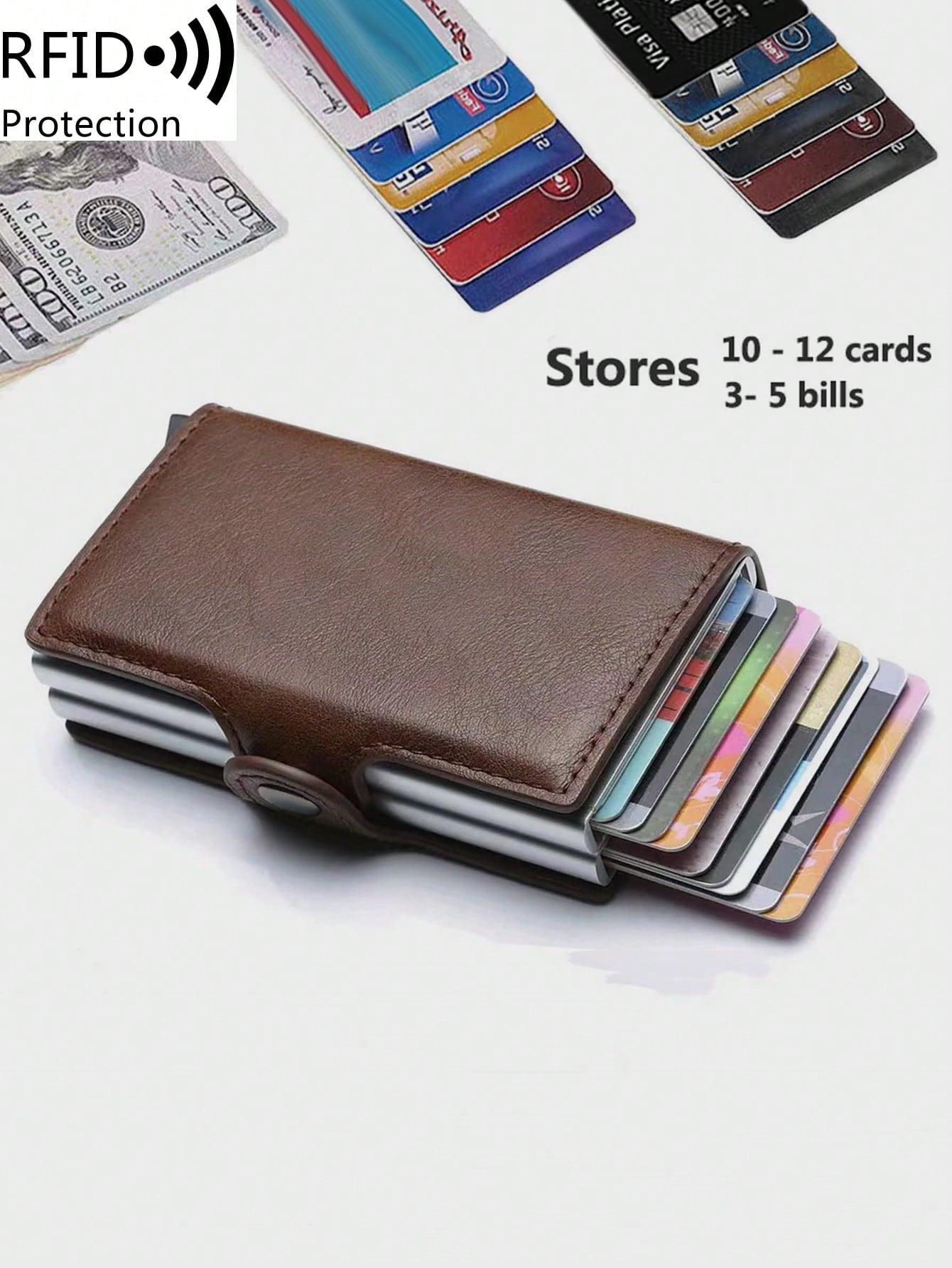 With Blocking Pop up PU Leather Money Clip Wallet Double Card Case Lightweight Portable Card ID Card White-Collar Workers for Male Holiday for Anniversary for Birthday Gift Accessories Gift Casual Robber Card Holder Wallet Business Card Holder Credit Card Holder for Men Mini Wallet Card Wallet Rfid Wallet