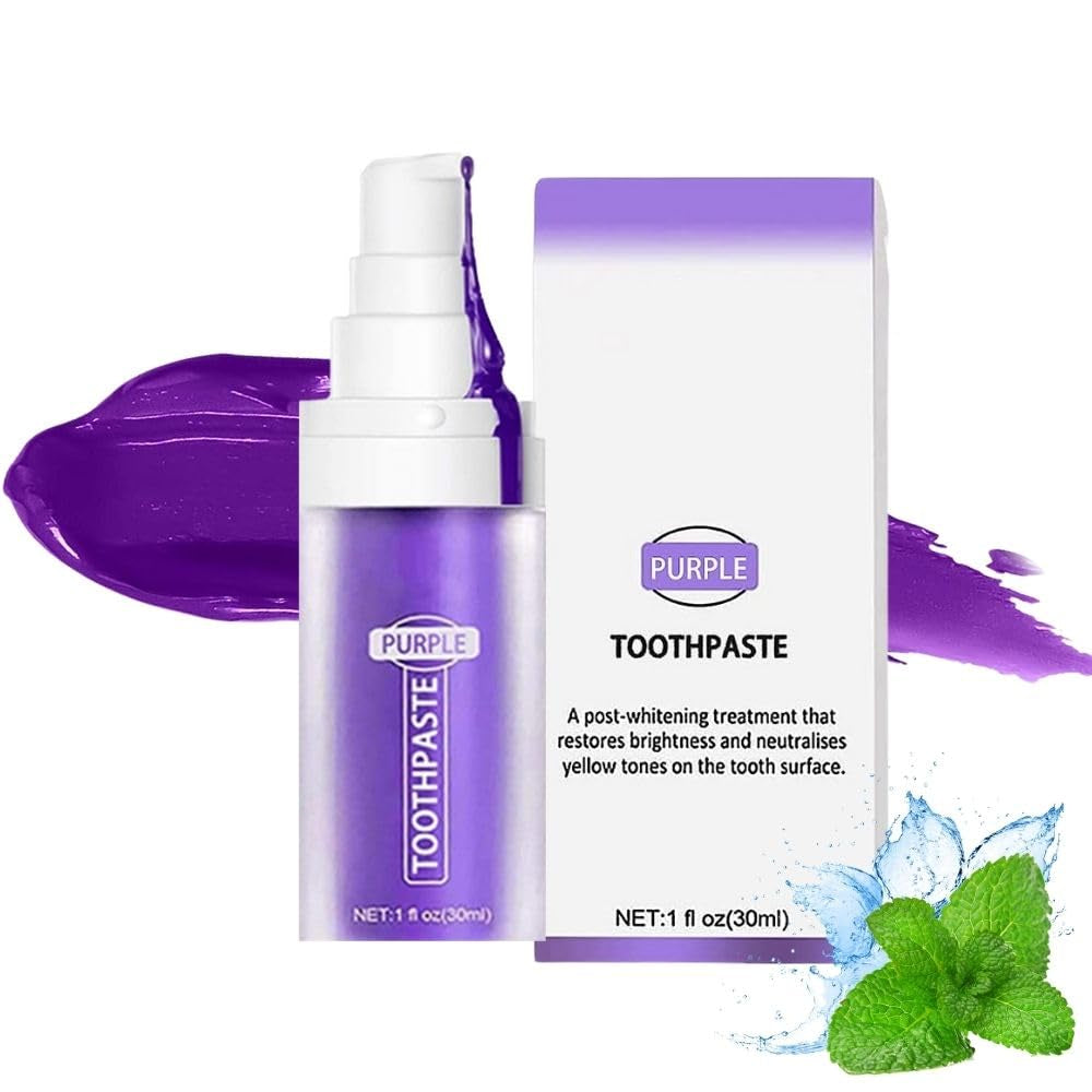 Purple Toothpaste for Teeth Whitening - Tooth Stain Removal, Purple Teeth Whitener, Foam Formula