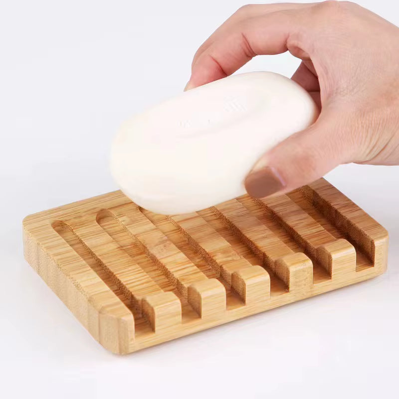 1/2Pcs Wooden Soap Dishes with Water Drain Natural Home Portable Bamboo Soap Sponge Holder Bathroom Accessories Organizer Tray