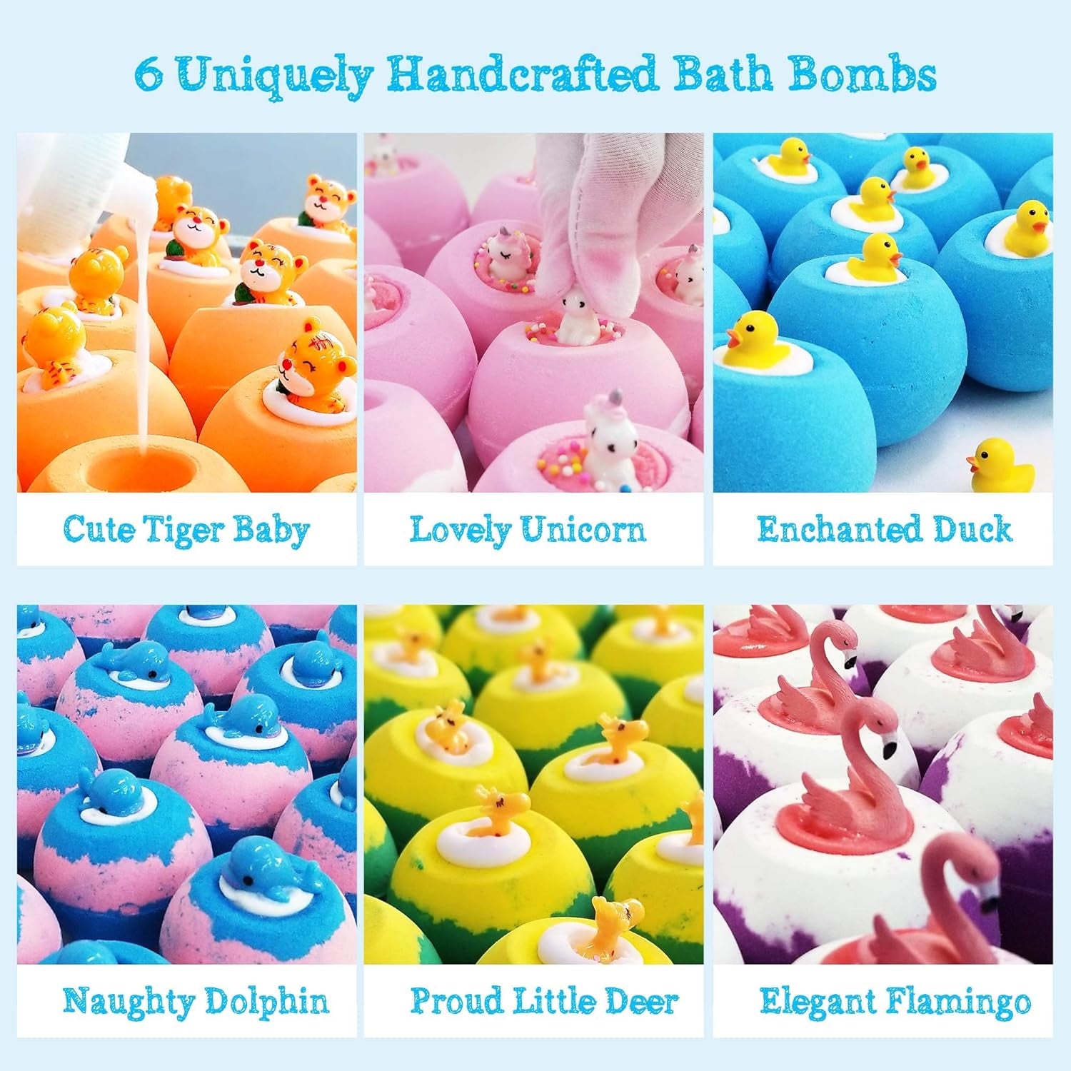 Bath Bombs for Kids, Handmade Natural Bath Bombs with Surprise Inside, Shea Cocoa Butter Moisturize, Spa Fizzies Bath Bomb Kit, Birthday Christmas Holiday Gifts for Women, Girls, Boys