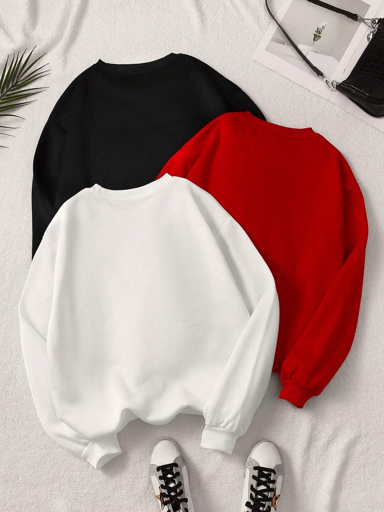 INAWLY Letter Graphic Thermal Lined Sweatshirt,Long Sleeve Tops