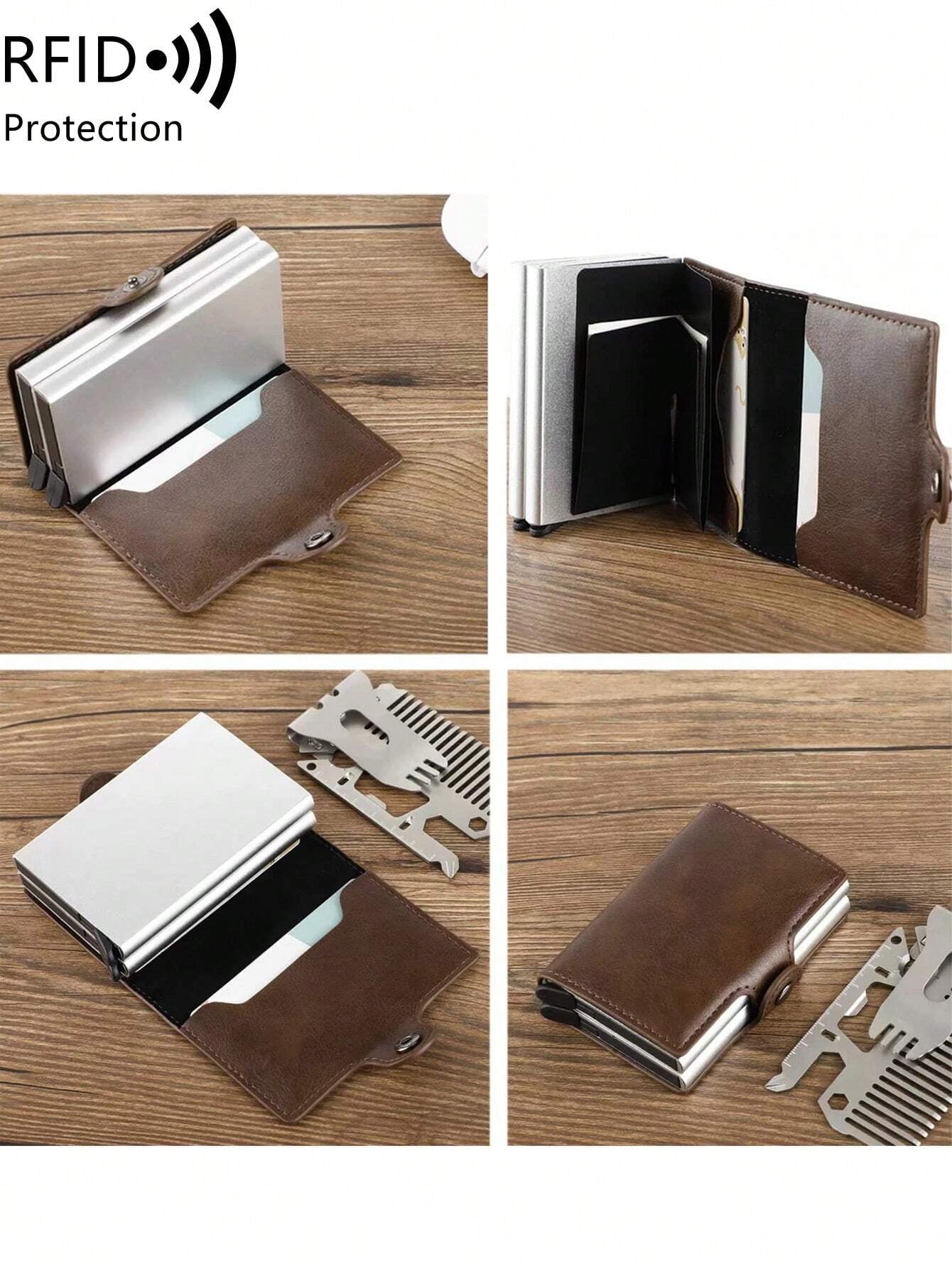 With Blocking Pop up PU Leather Money Clip Wallet Double Card Case Lightweight Portable Card ID Card White-Collar Workers for Male Holiday for Anniversary for Birthday Gift Accessories Gift Casual Robber Card Holder Wallet Business Card Holder Credit Card Holder for Men Mini Wallet Card Wallet Rfid Wallet