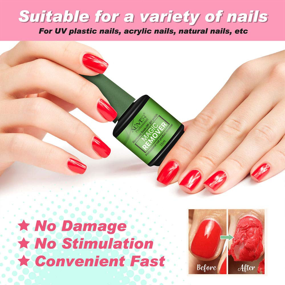 Gel Nail Polish Remover - 3 Pack, 15Ml Magic Gel Polish Remover, Quickly Soak off Nails, No Need for Foil, Soaking or Wrapping (Green)