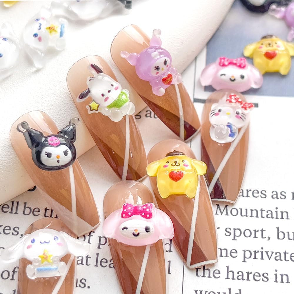 70PCS Kawaii Nail Art Charms 3D Cute Cat Resin Jelly Gummy Sweet Candy Slime Making Ornament Nail Decoration Accessories for DIY