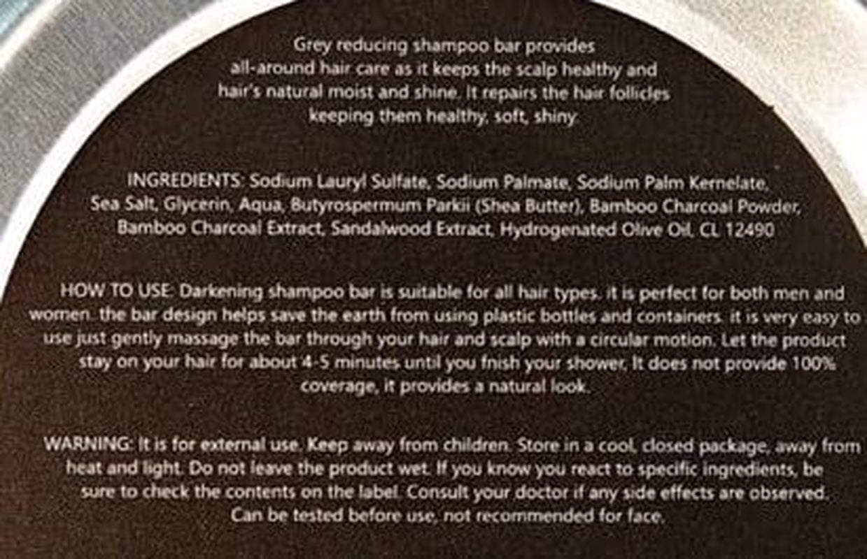 Grey Hair Restoring Solid Shampoo Bar - Bamboo Charcoal Special Treatment to Naturally Darken Gray and White Hair, 2.15 Oz