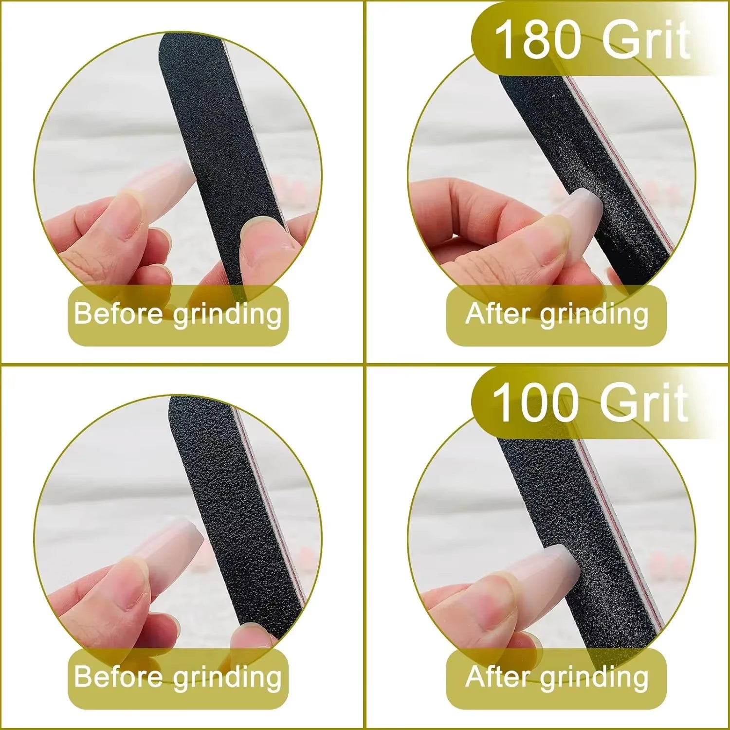 Nail File 10 PCS Professional Double Sided 100/180 Grit Nail Files Emery Board Black Manicure Pedicure Tool