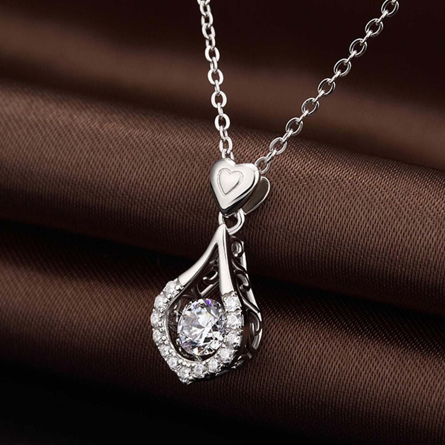 18K White Gold Plated 925 Sterling Silver Shaking CZ Diamond Pendant Necklace for Women with 5A+ Cubic Zirconia Necklace for Women