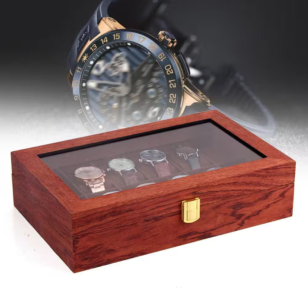 12 Slots Vintage Wooden Watch Box Jewelry Display Storage Case