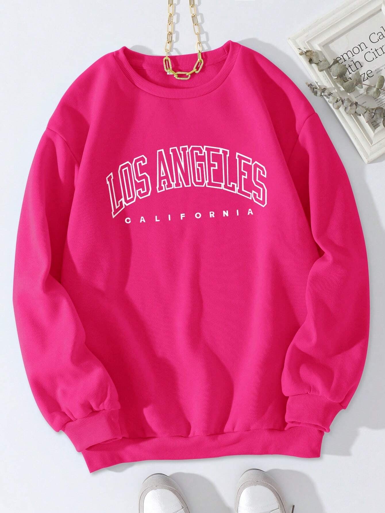 INAWLY Letter Graphic Thermal Lined Sweatshirt,Long Sleeve Tops