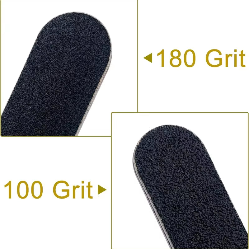 Nail File 10 PCS Professional Double Sided 100/180 Grit Nail Files Emery Board Black Manicure Pedicure Tool