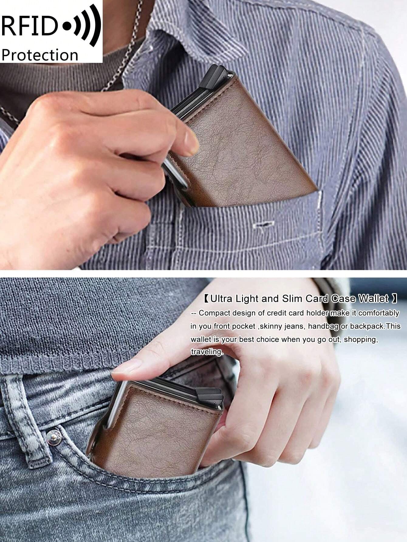 With Blocking Pop up PU Leather Money Clip Wallet Double Card Case Lightweight Portable Card ID Card White-Collar Workers for Male Holiday for Anniversary for Birthday Gift Accessories Gift Casual Robber Card Holder Wallet Business Card Holder Credit Card Holder for Men Mini Wallet Card Wallet Rfid Wallet