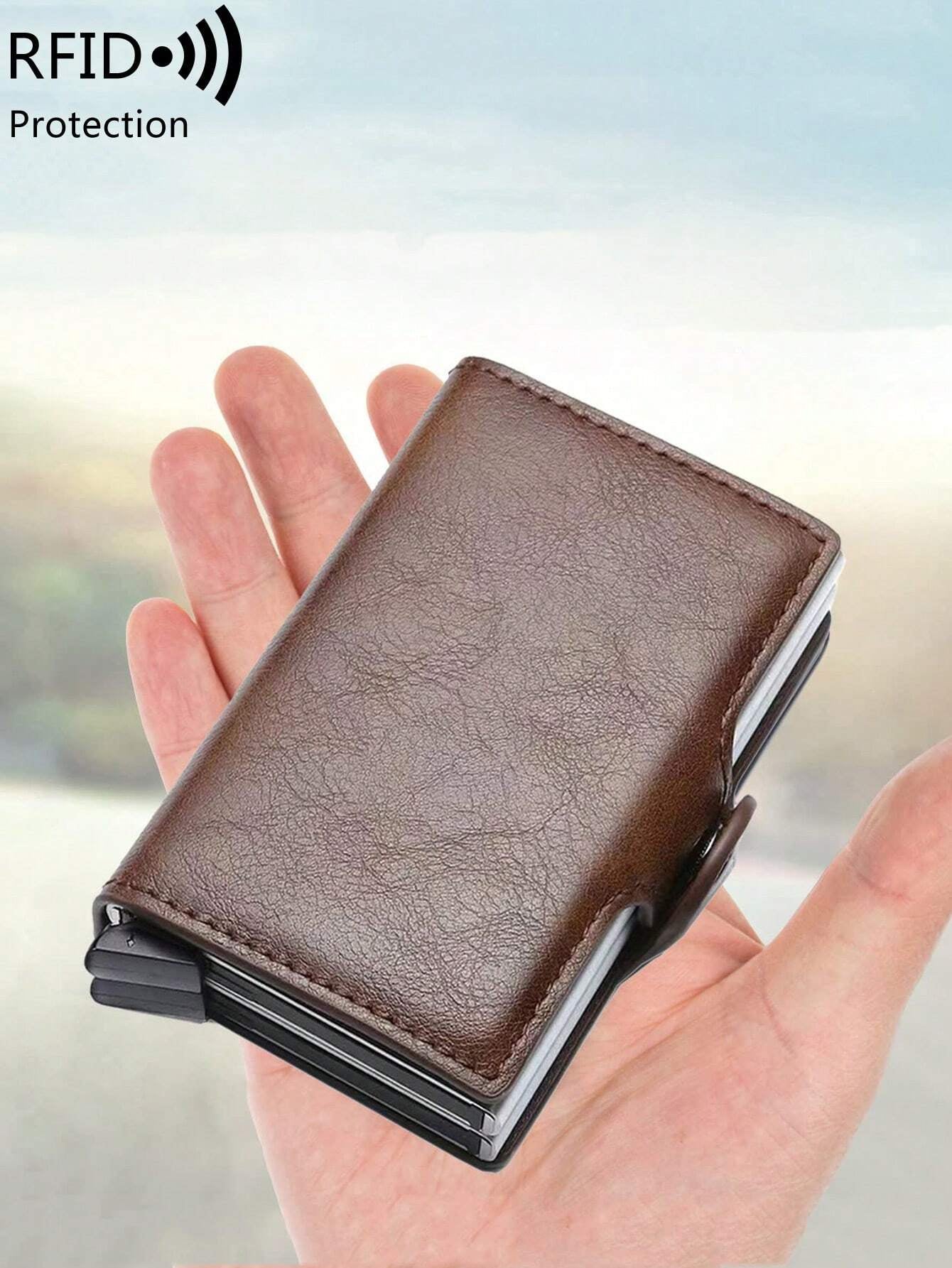 With Blocking Pop up PU Leather Money Clip Wallet Double Card Case Lightweight Portable Card ID Card White-Collar Workers for Male Holiday for Anniversary for Birthday Gift Accessories Gift Casual Robber Card Holder Wallet Business Card Holder Credit Card Holder for Men Mini Wallet Card Wallet Rfid Wallet